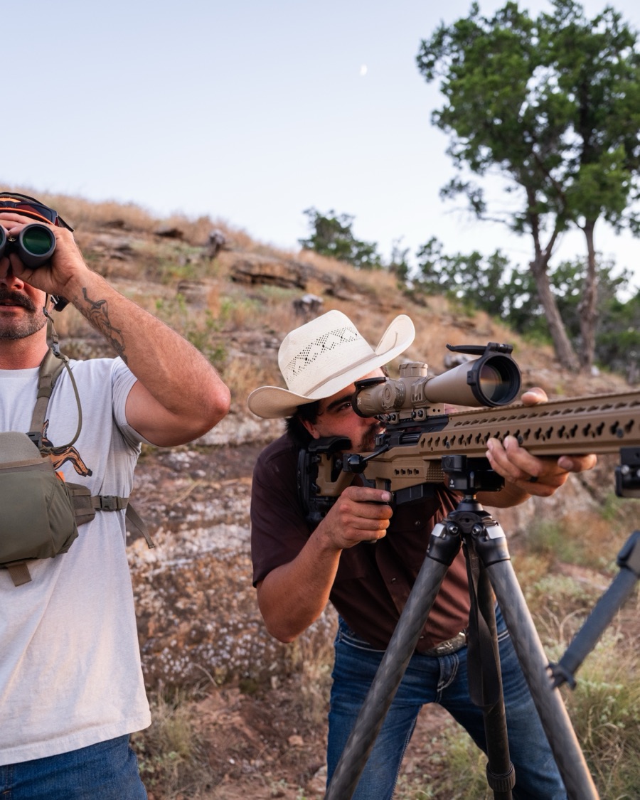 A spotter and shooter working the ridge together